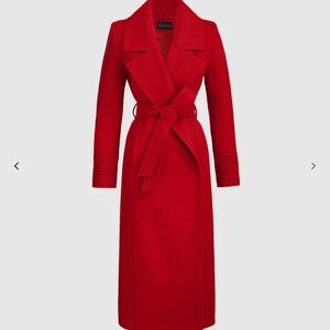 Sentaler Red Baby Alpaca Long Large Notched Collar Wrap Coat Sz XL